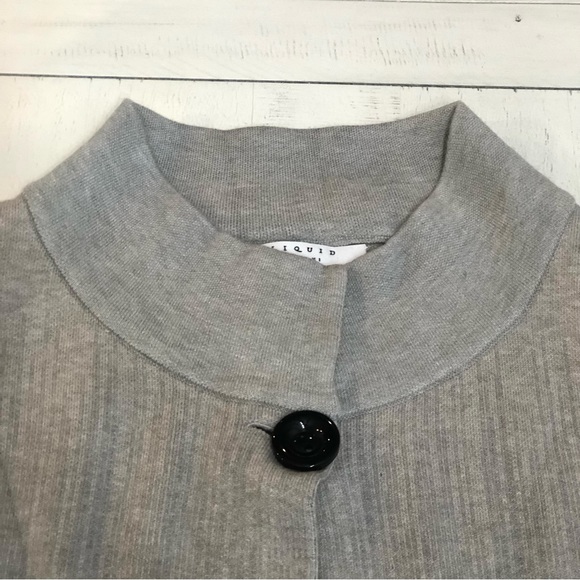 Liquid by Sioni Black/Gray Wrap Cardigan Sz  XL Front Single button Sweater - Picture 13 of 14